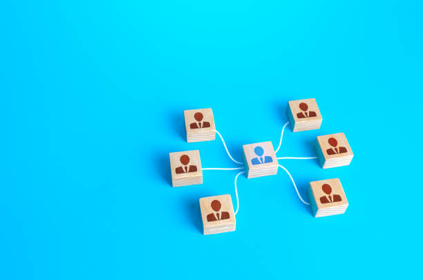 istock Mediator connects people through himself. Resolution of conflict through negotiations. Mediation and Arbitration. Leadership skills. Management and planning, decision making center. Intermediary 1289459697