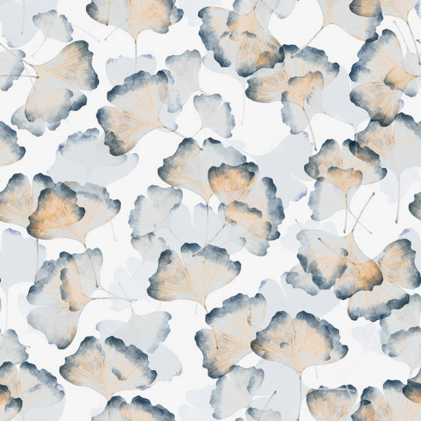 istock Watercolor seamless pattern of Ginkgo biloba. Background for web pages, textile, wallpaper. 1289460413