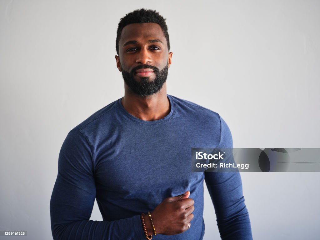 Portrait of a Handsome Black Man A portrait of a handsome African American man. Men Stock Photo