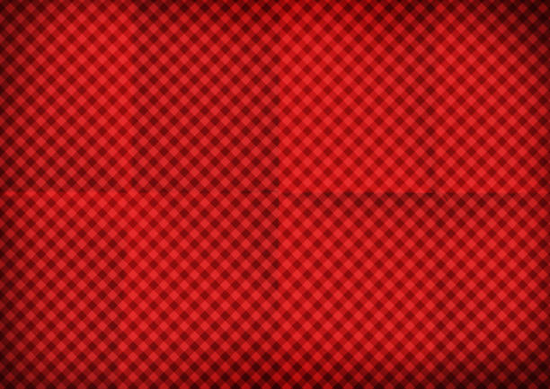 istock Red folded diagonal tartan paper background 1289464686