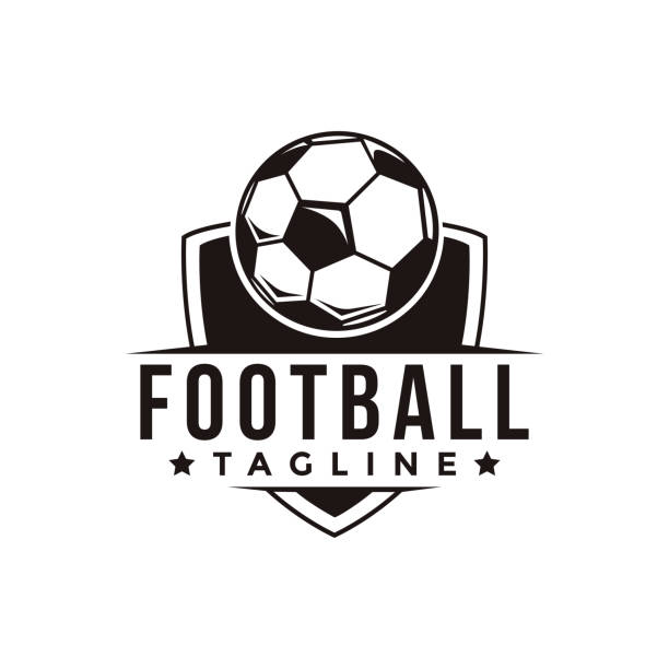 винтаж значок эмблема футбольной футбольной спортивной команды клуб лиги вектор со щитом и мячом концепции значок на белом фоне - indonesia football stock illustrations