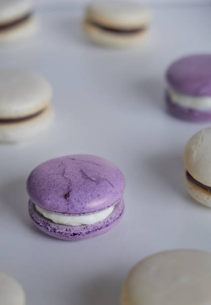 photo of pastel purple and white macaroons