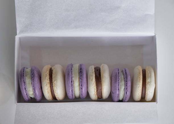 photo of pastel purple and white macaroons