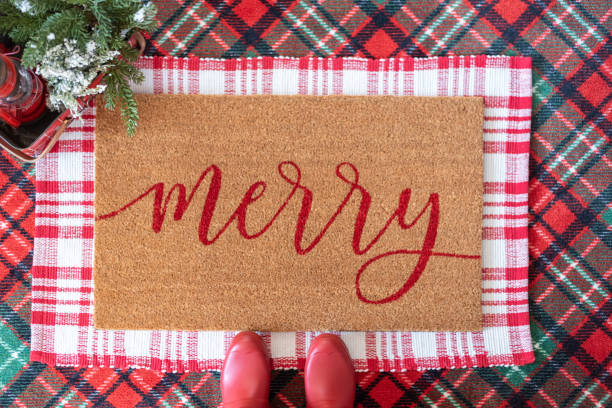 istock Festive holiday welcome mat 1289477806