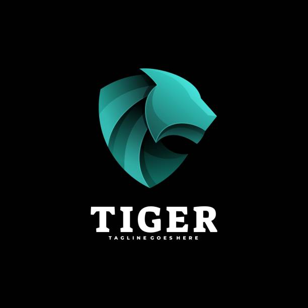 벡터 일러스트 레이시 타이거 그라데이션 다채로운 스타일. - tiger zoo animal awe stock illustrations