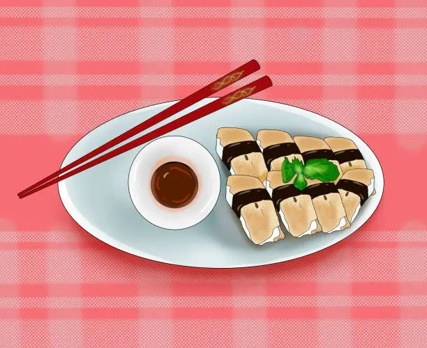 Vector illustration of Tamago Sushi