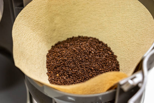 istock Paper filter and coffee powder set in the coffee maker 1289502030