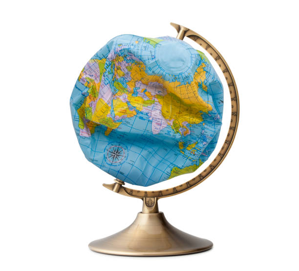 istock Global crisis. Deflated globe on white background. 1289502235