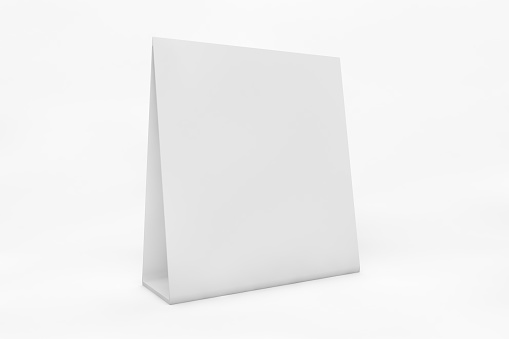 Blank and White Promotional Table Talkers and Table Tent 3d Mock up rendering
