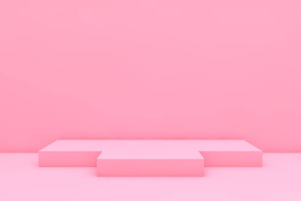 istock 3D render illustration of pink abstract geometric background or texture. Bright pastel podium or pedestal backdrop. 1289515354
