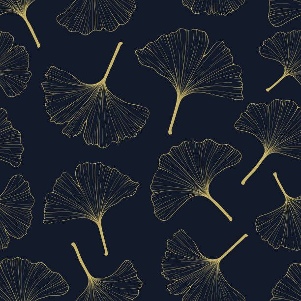 Ginkgo leaves pattern. Classical luxury seamless pattern with ginkgo leaves. ginkgo stock illustrations