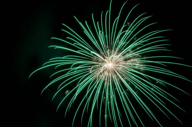 istock Beautiful sparkling holiday fireworks in the night sky 1289527325