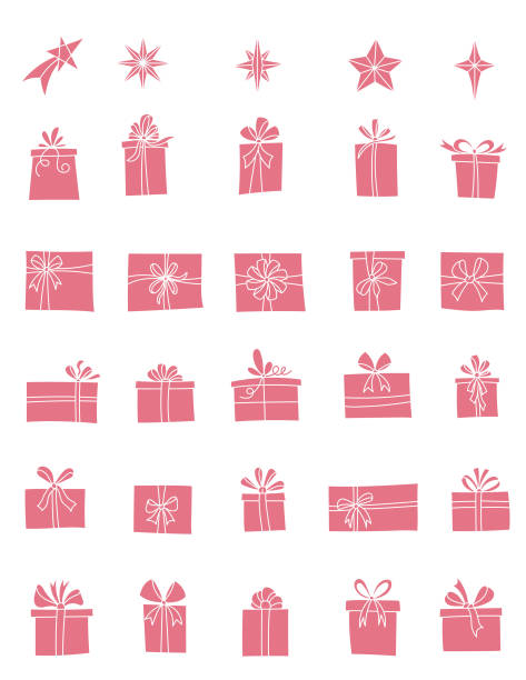 weihnachten geschenk-icons. - heart shape christmas paper christmas gift stock-grafiken, -clipart, -cartoons und -symbole