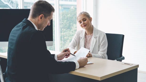 istock Job seeker in job interview meeting with manager 1289530209