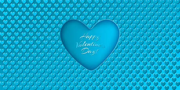 Vector illustration of Valentine's Day blue background with hearts