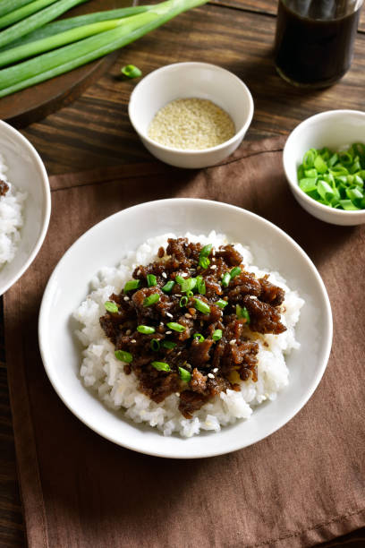 Korean ground beef and rice bowls