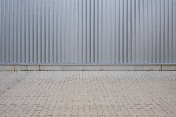 corrugated iron sheet, trapezoidal sheet metal wall as background texture