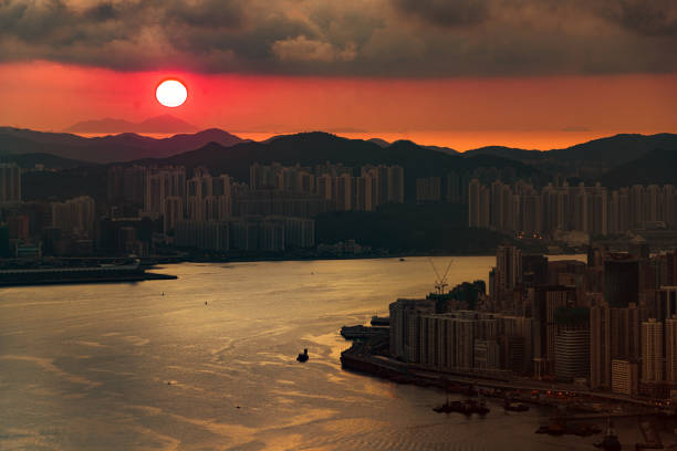 Sunset of victoria harbour