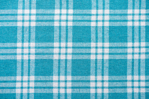Turquoise blue plaid fabric background