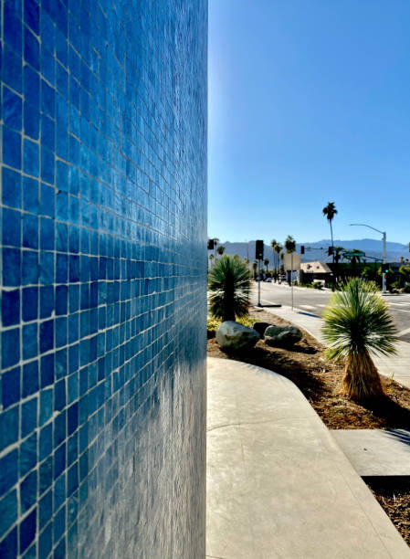 tuiles bleues de mur - abstrait - wall tiles photos et images de collection