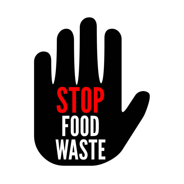 bildbanksillustrationer, clip art samt tecknat material och ikoner med stoppa symbolen för matavfall - wasted food