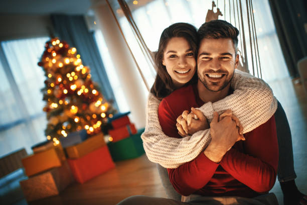 istock Young couple spending Christmas together in quarantine. 1289554329