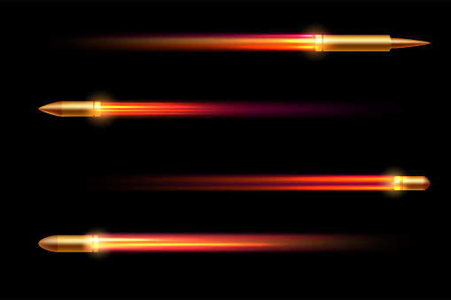 Bullets Fly Side Realistic Flying Bullet In Motion Stock Illustration - Download Image ...