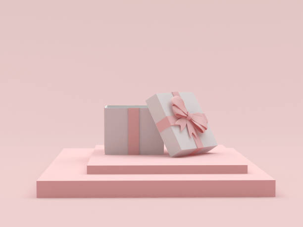 istock Gift box with an open lid on a square pedestal 1289557957