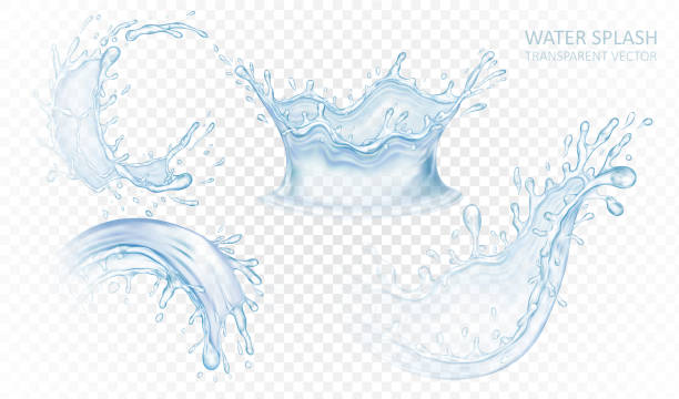 bildbanksillustrationer, clip art samt tecknat material och ikoner med realistisk vattenstänkset som isoleras på ljus transparent bakgrund. blåa vätskevågor. vektor illustration design. - water splash