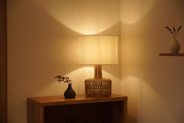 istock View of a cozy decorative corner with a table lamp spending warm light 1289561452