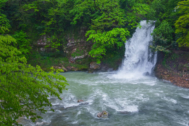 Makhuntseti waterfall in south western Georgia, wild landscape of Georgia