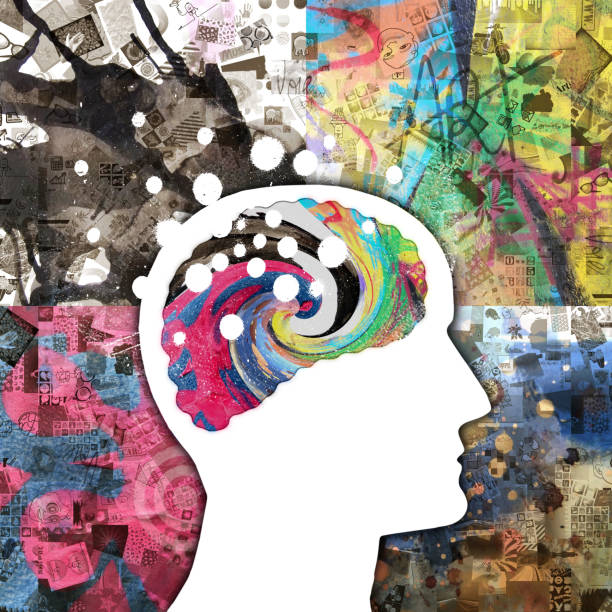 istock Art and Paintings around and inside human's brain profile 1289565928