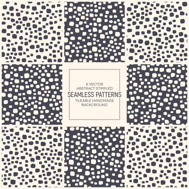 Scandinavian Style Stippled Abstract Vector Seamless Patterns Set Scandinavian Style Stippled Abstract Vector Fashion Seamless Patterns Set For Textile. Collection Of Repetitive Retro Simple Backgrounds polka dot bathing suit stock illustrations