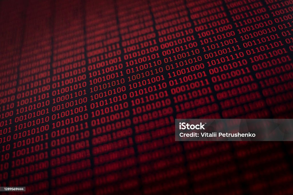 Red Binary Code On Black Screen Abstract Background Stock Photo ...