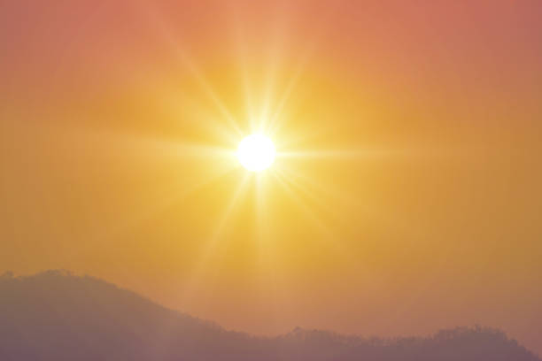 Sunrise morning over hills and golden sky background