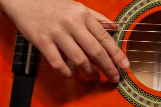istock close up of woman's hand playing guitar 1289577085