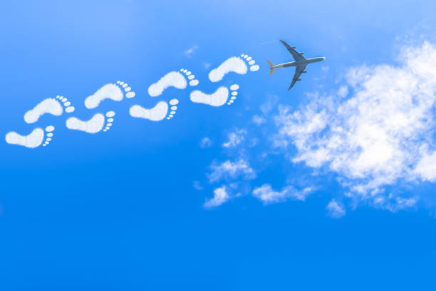 Carbon Footprint of Flying stock photo