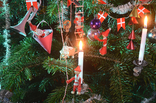 closeup on danis style decorated christmas tree