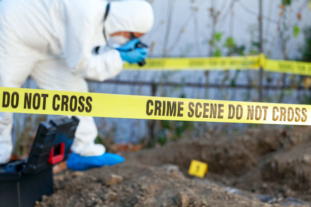 investigação da cena do crime. especialista em ciência forense trabalhando na identificação de restos humanos. - mass murder - fotografias e filmes do acervo