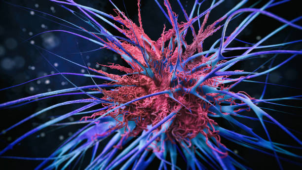 Cancer cells vis Cancer cells vis - 3d rendered image, enhanced scanning electron micrograph (SEM) of cancer cell. Visual of overall shape of the cell's surface at a very high magnification.  Medical research concept. sem stock pictures, royalty-free photos & images