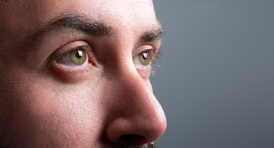 Female eye photographed with macro lens.