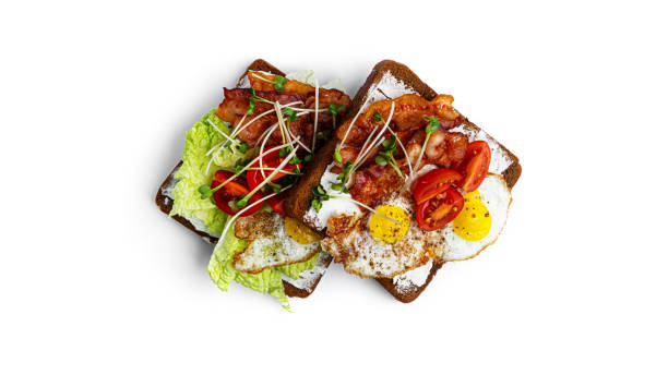 istock Bruschetta with bacon and vegetables on a white background 1289586585
