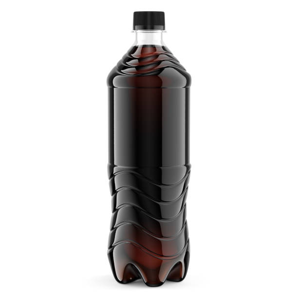 medium size plastflaska av koks med svart mössa - water bottle cap bildbanksfoton och bilder