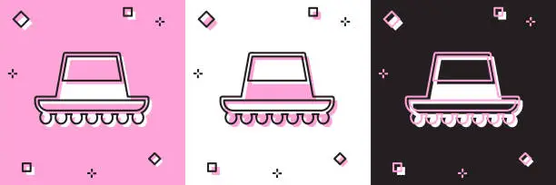 Vector illustration of Set Traditional spanish hat icon isolated on pink and white, black background. Vector