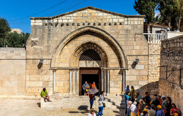 Church of the Sepulchre of Saint Mary, known as Tomb of Virgin Mary, at Mount of Olives near Jerusalem, Israel Jerusalem, Israel - October 14, 2017: Church of the Sepulchre of Saint Mary, known as Tomb of Virgin Mary, sanctuary at Mount of Olives in Kidron river valley near Jerusalem tomb of the virgin mary in jerusalem stock pictures, royalty-free photos & images