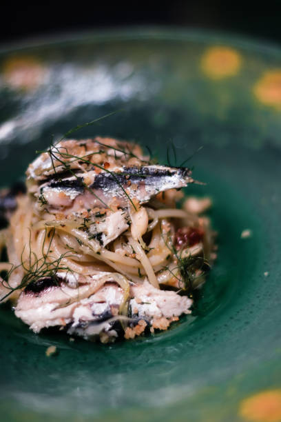 Spaghetti with Bottarga Gourmet pasta with fish roe and anchovies 8564 stock pictures, royalty-free photos & images