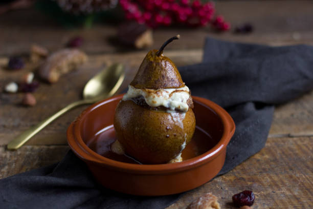 istock Baked pear with christmas filling 1289611860