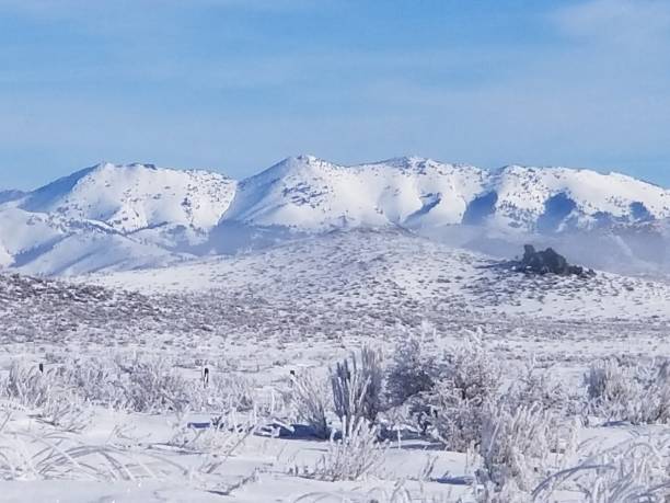istock Winter desert with fog and mountains 1289616076