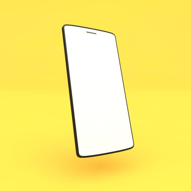 istock Smartphone mockup with blank white screen on a yellow background 1289616651