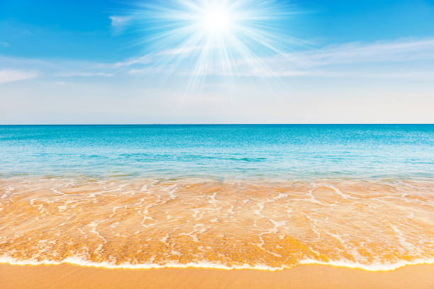 istock Blue sea water and sand beach 1289616830